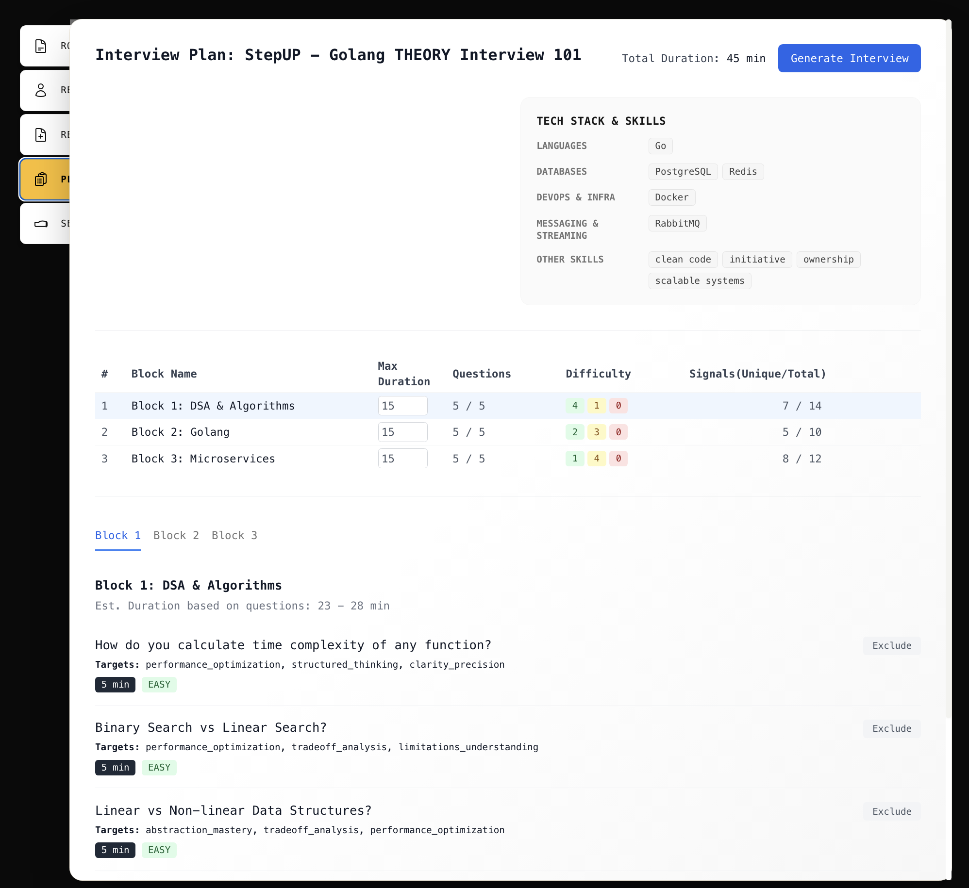 Interview Guide Interface 1